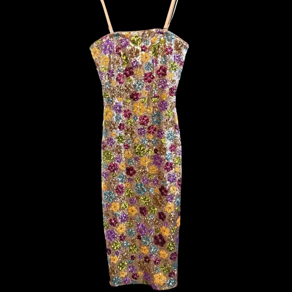 Dress the Population Dresses & Skirts - Viviana Sequin Floral Strapless Cocktail Dress The Population  Purple Pink NWOT